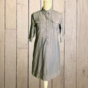 Vineyard Vines Chambray Roll Tab Sleeves Button Down Shirt Dress Size 2 NO BELT